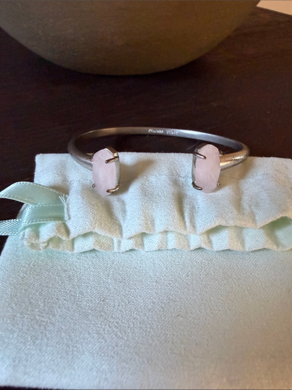 Kendra Scott Silver Open Cuff with Light Pink Stones